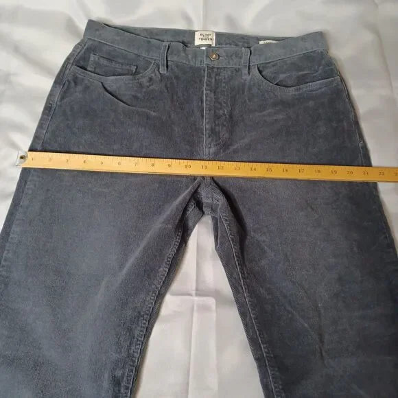 Flint And Tinder Pants Mens 33x32 Gray Corduroy Tapered Fit Stretch Casual - Picture 15 of 16